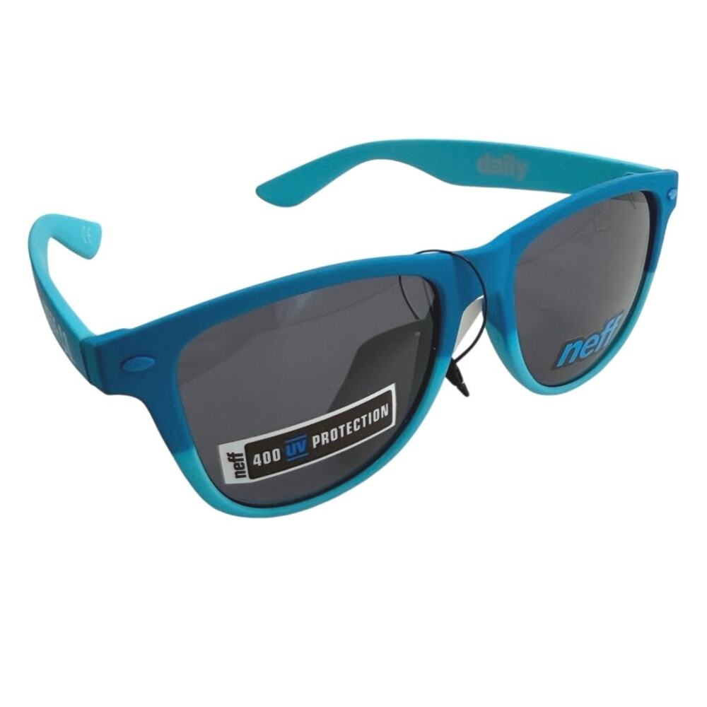 Neff Daily Sunglasses Cyan Blue Wayfarer Style Shades UV400 Protection NEW